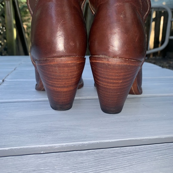 Frye Brown Leather Western Mid Calf Boots - Picture 5 of 12